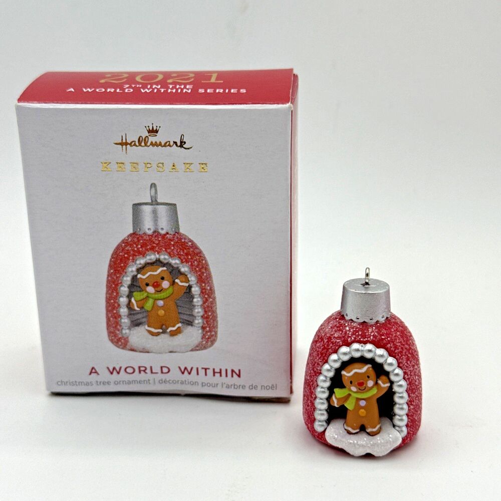 2021 Hallmark Miniature Ornament A World Within #7  Gingerbread Man Bulb EUC